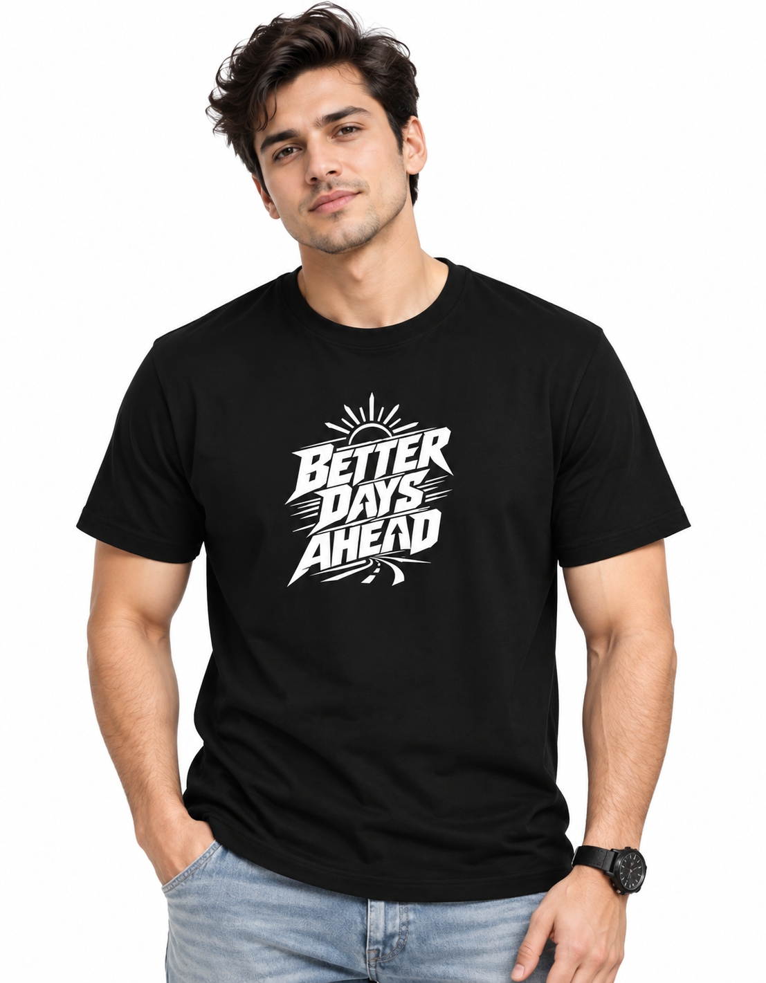 Better Days Ahead – Men's Black Graphic T-Shirt