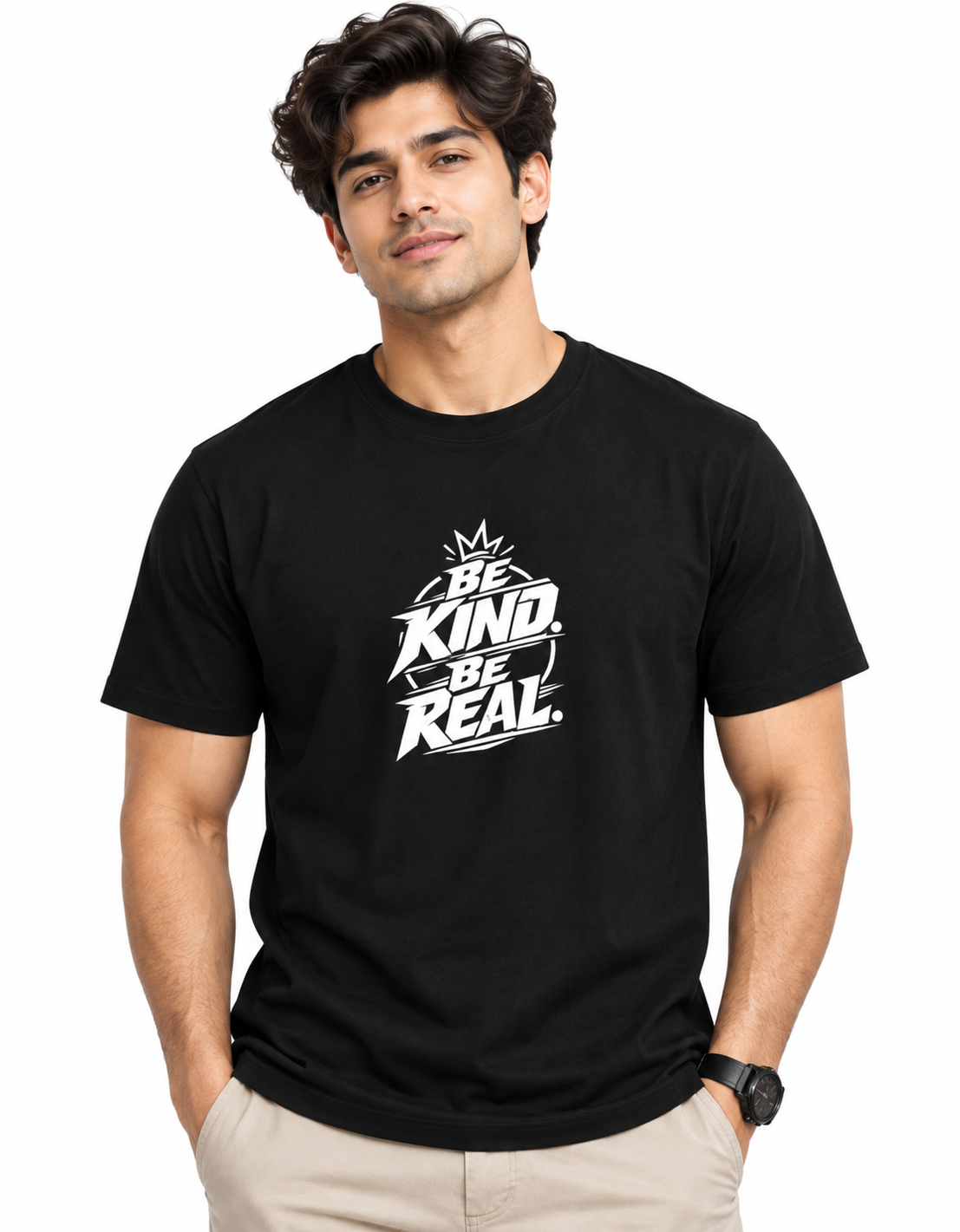 Be Kind. Be Real. – Men's Black Graphic T-Shirt