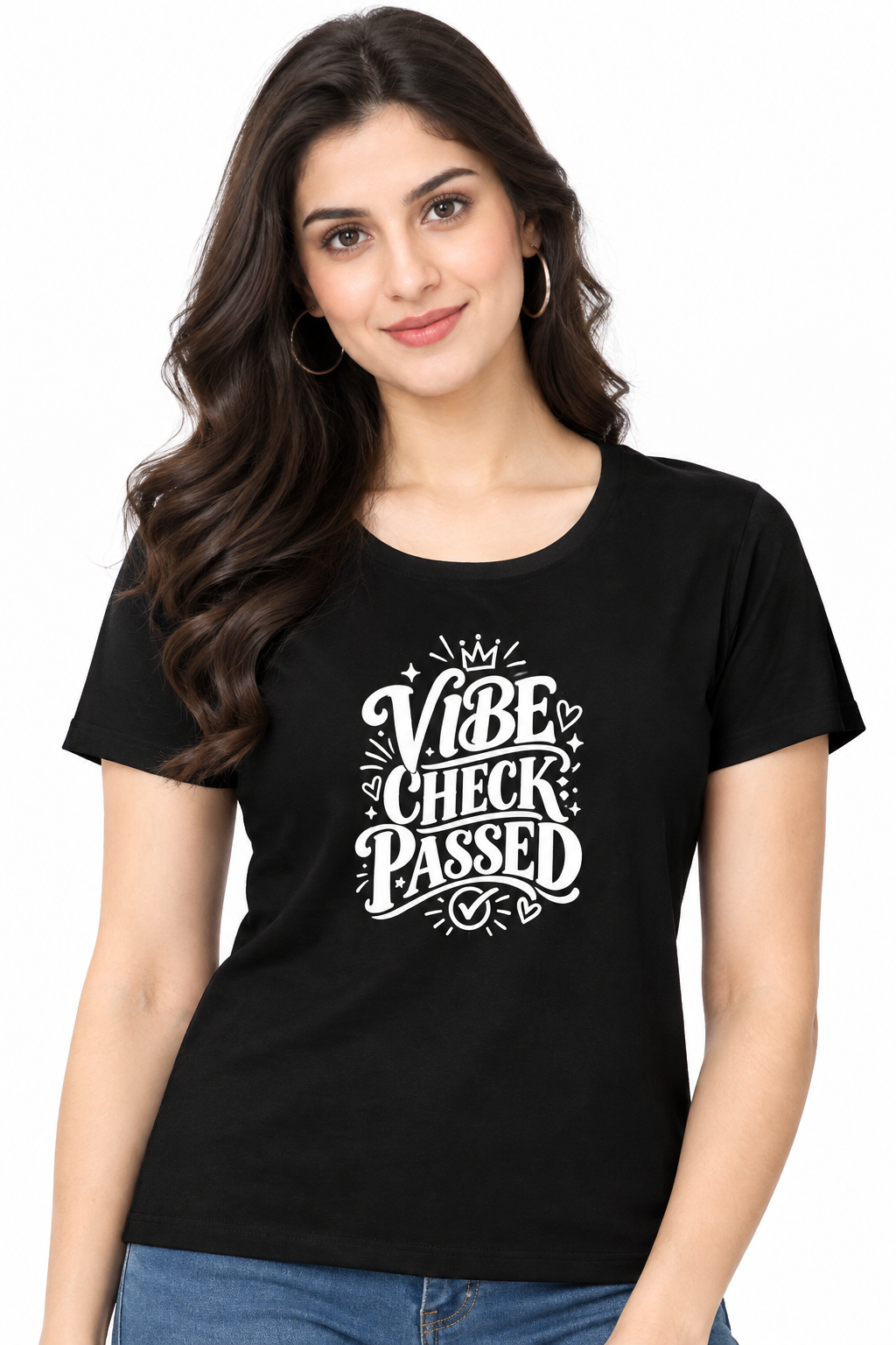 Vibe Check: Passed – Women's Black Graphic T-Shirt