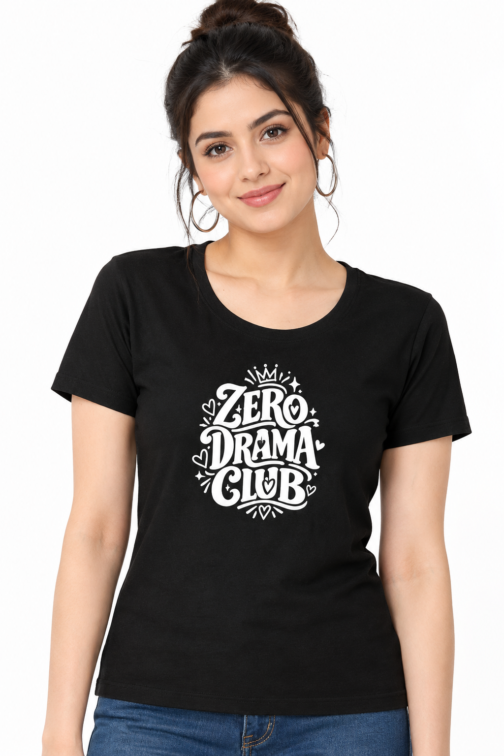 Zero Drama Club – Women's Black Graphic T-Shirt