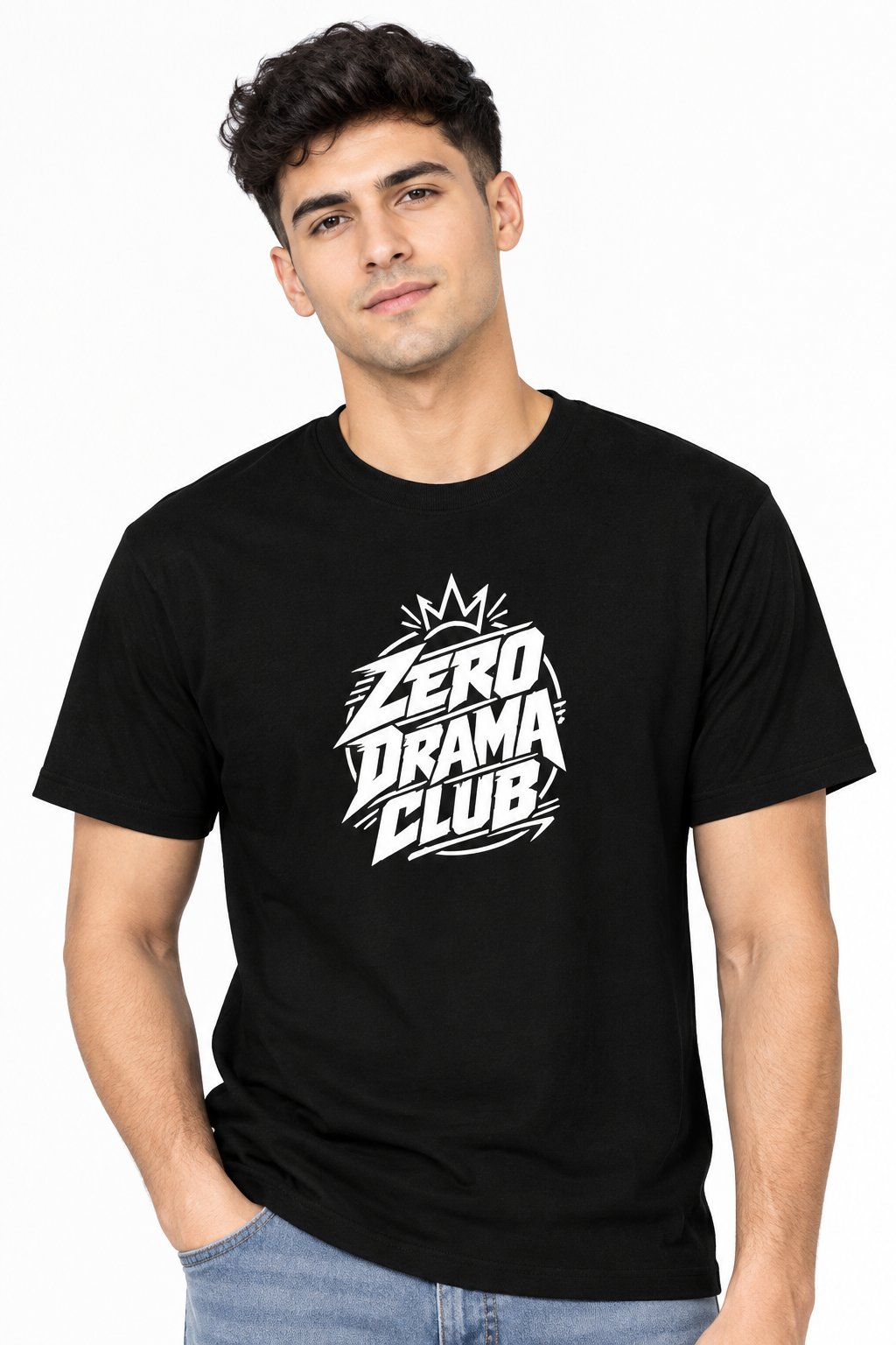 Zero Drama Club – Men's Black Graphic T-Shirt