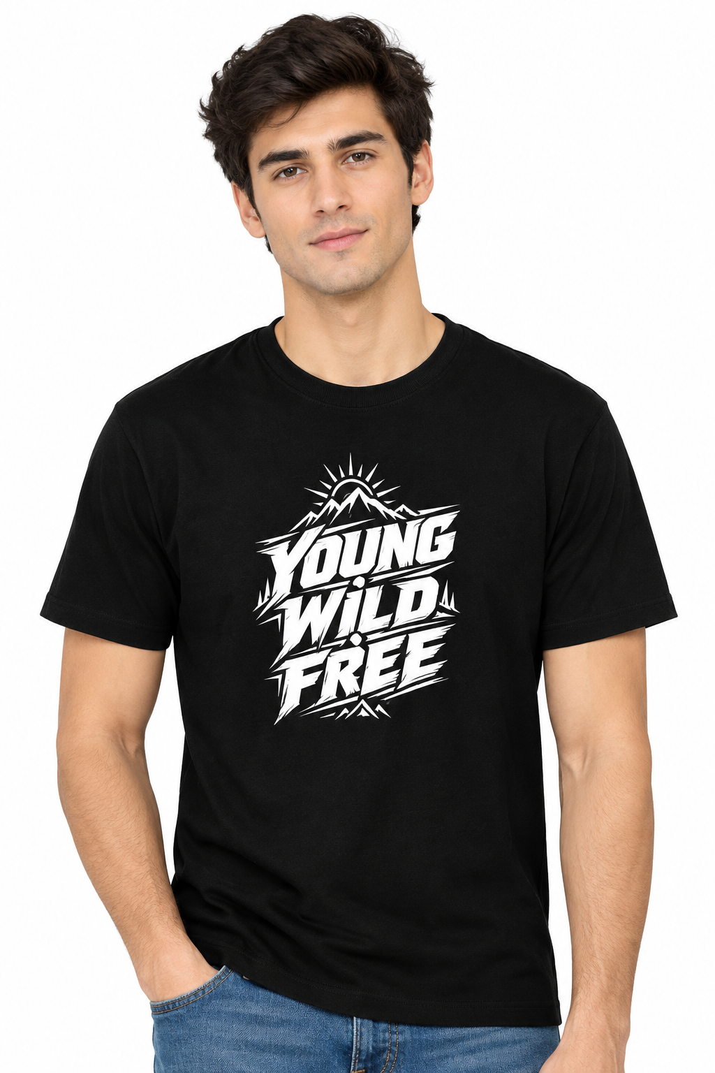 Young Wild Free – Men's Black Graphic T-Shirt