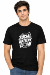 Social Battery Low – Men's Black Graphic T-Shirt
